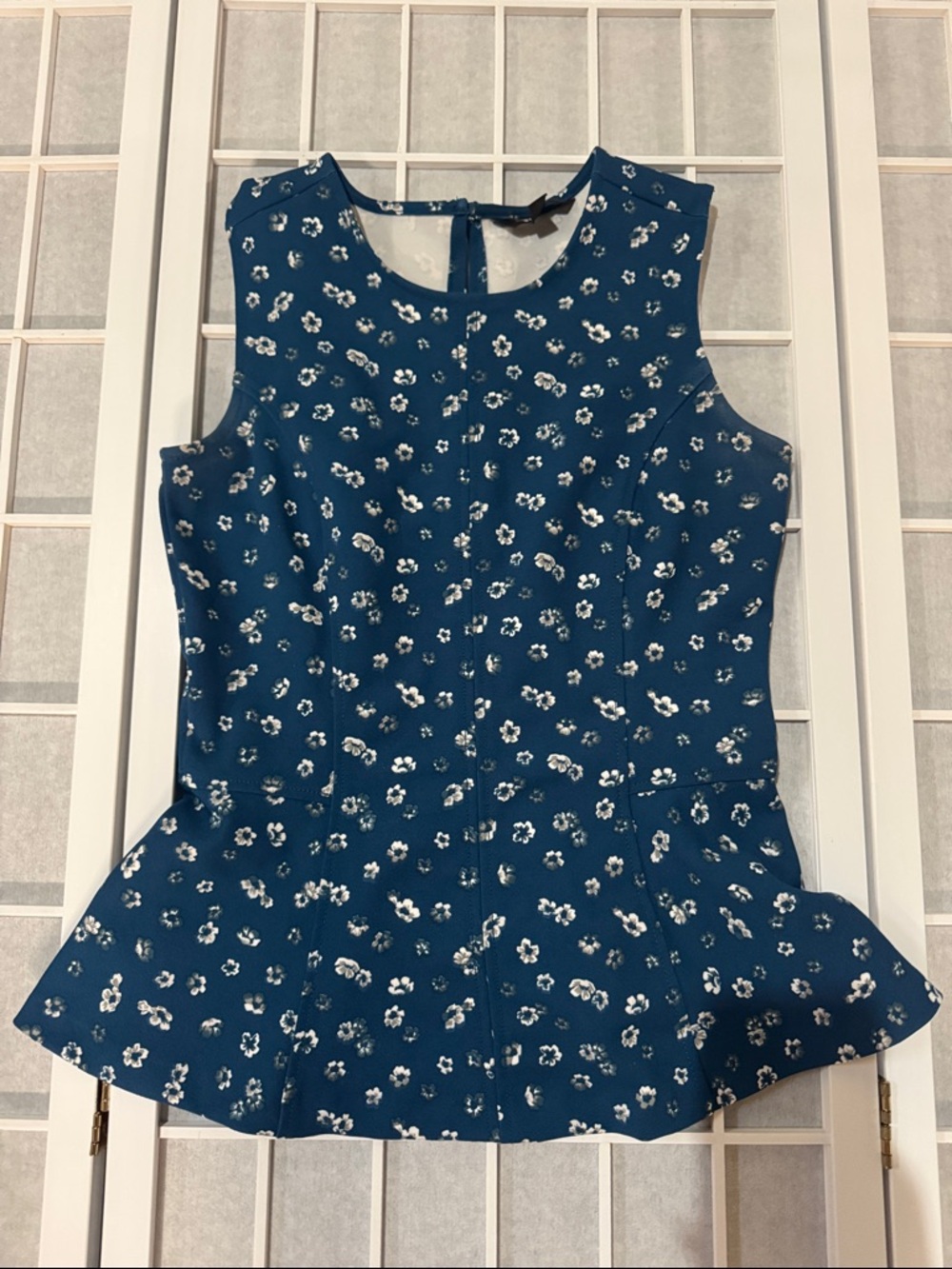 Banana Republic Teal Floral Sleeveless Peplum Top